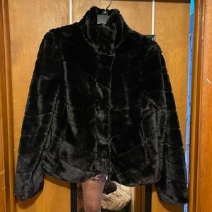 Black faux fur jacket